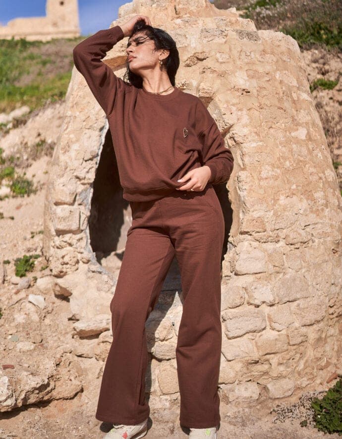 Adora Femme – Jogging LOVE Pantalon Large – Marron