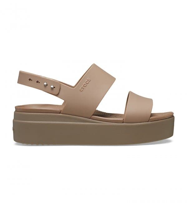 Crocs – Escarpins compensés bas Brooklyn pour femmes – Latte/Champignons