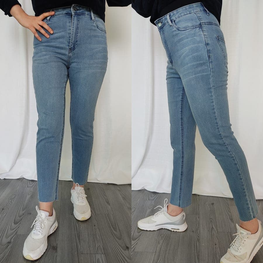 Jeanz – Jean Mom fit moulant taille haute – Bleu clair
