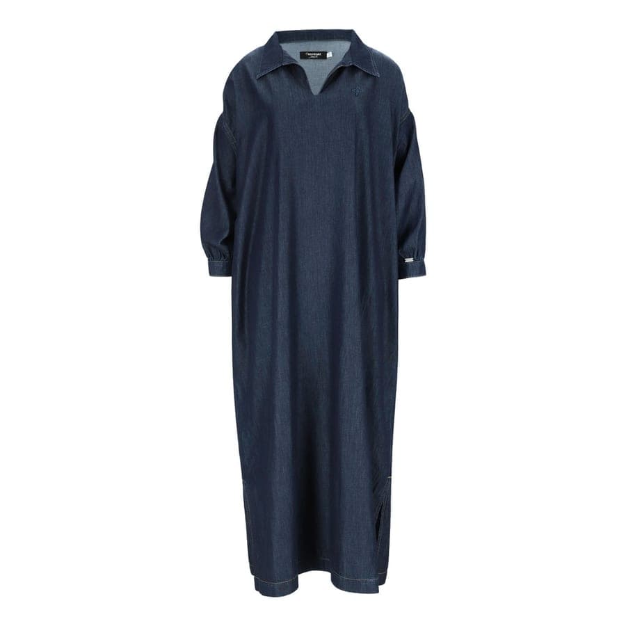 Kontakt – Robe jebba femme avec broderie en jeans – Bleu Dénim