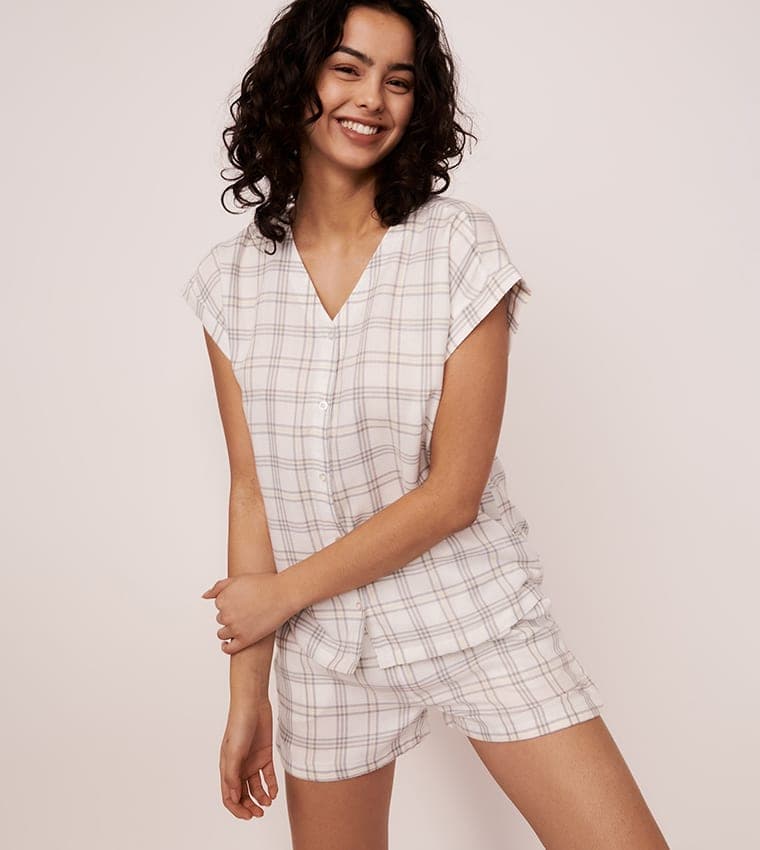 La Vie En Rose – Chemise boutonnée à manches courtes – DREAM PLAID