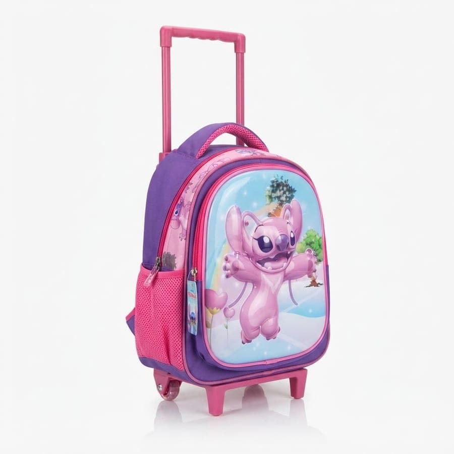 Sac à Dos Préparatoire à Roulettes Motif Stitch – Rose & Violet