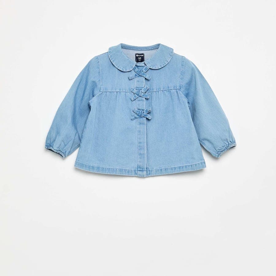 Chemisier à manches longues en denim BLEU
