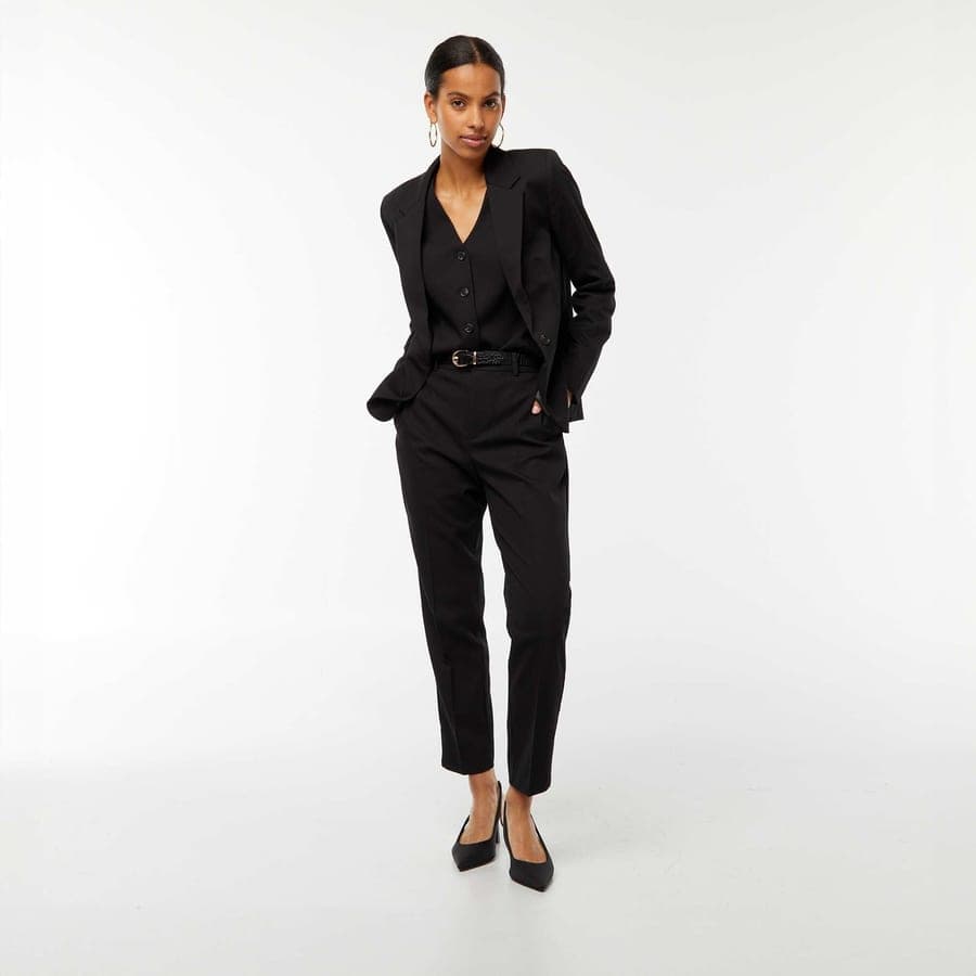 Pantalon cigarette uni avec 2 poches NOIR