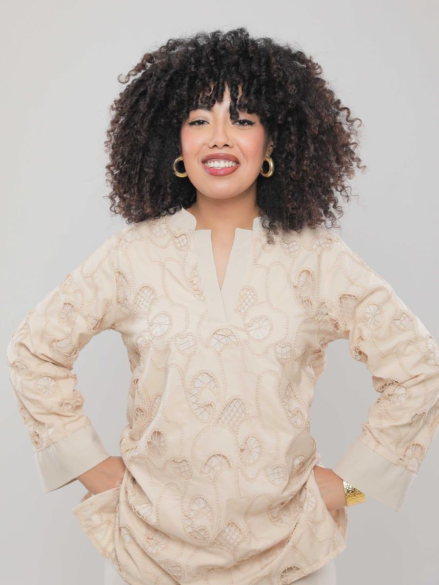Blouse Longue À Broderie Ajourée