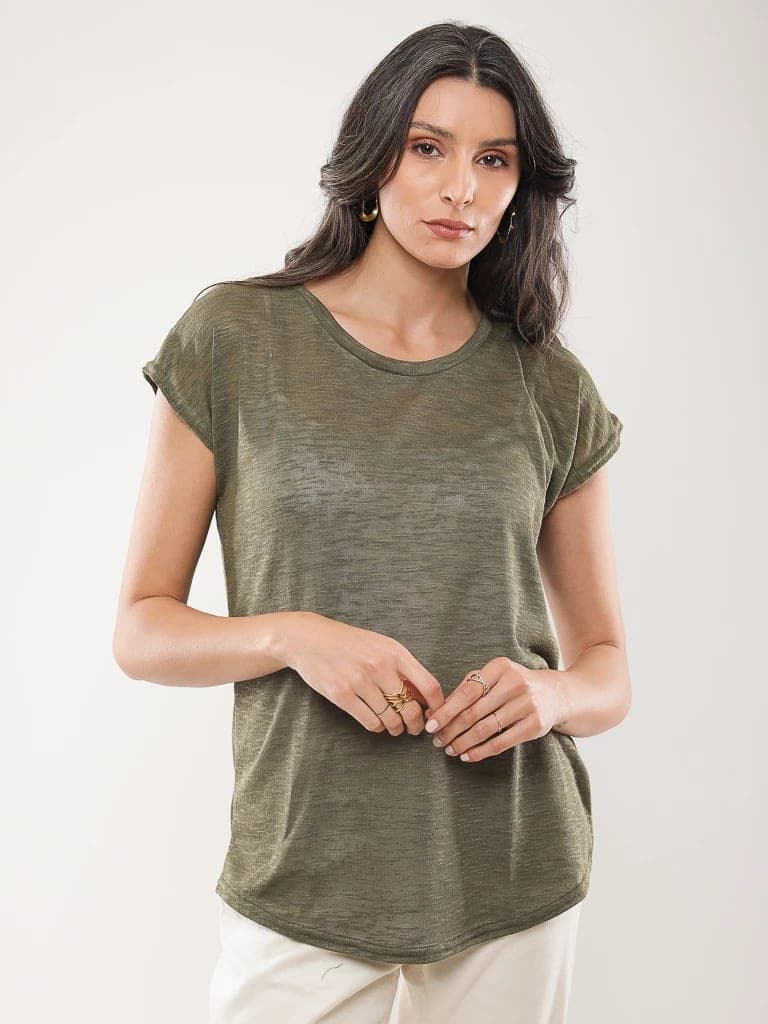 T-shirt fluide en coton flammé