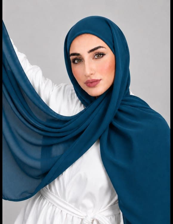 Foulard Chiffon – Blue Peacock